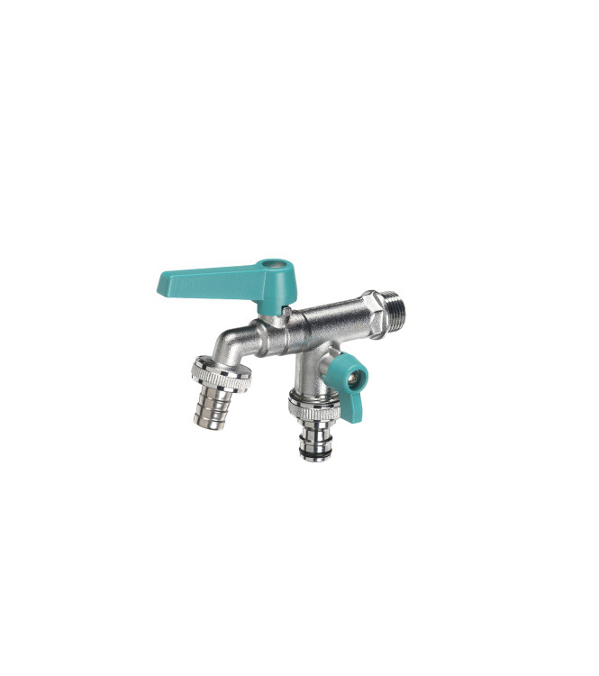 RUBINETTO DOPPIO CON LEVE TURCHESE