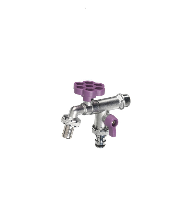 RUBINETTO DOPPIO CON FIORE VIOLA