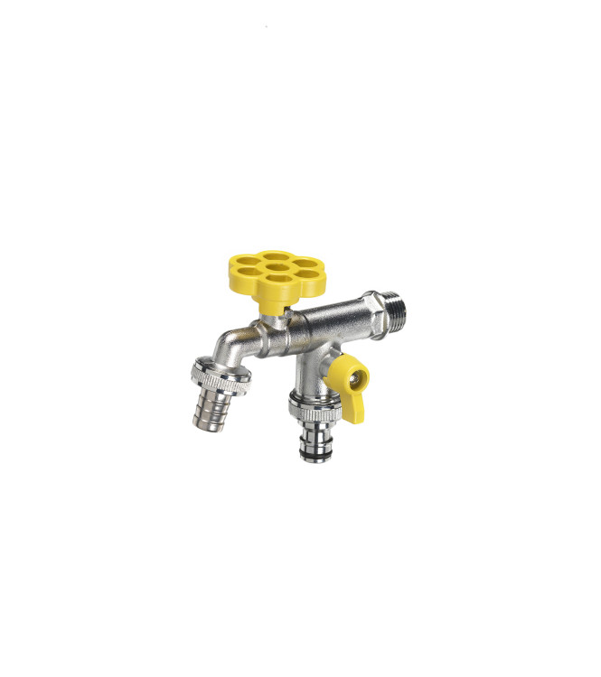 RUBINETTO DOPPIO CON FIORE GIALLO