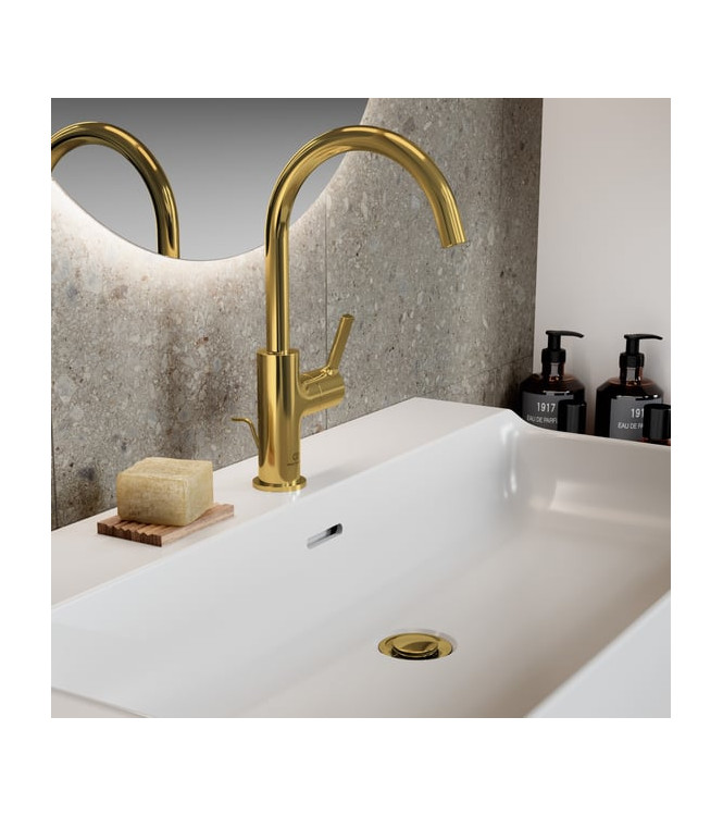 Miscelatore lavabo bocca alta Ideal Standard Joy con scarico 5L - Brushed Gold  