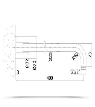 Braccio doccia Paffoni Steel tondo a parete 40 cm in acciaio inox