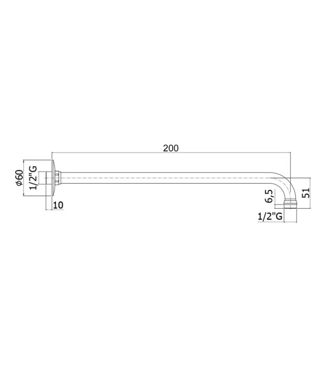Braccio doccia tubo 20 cm cromato - Paffoni