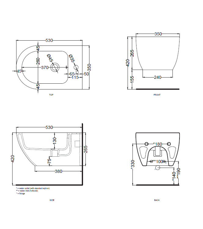 ENJOY BIDET SOSPESO 1F CON FISSAGGI 35x53 TALCO - EJBSTL CERAMICA CIELO