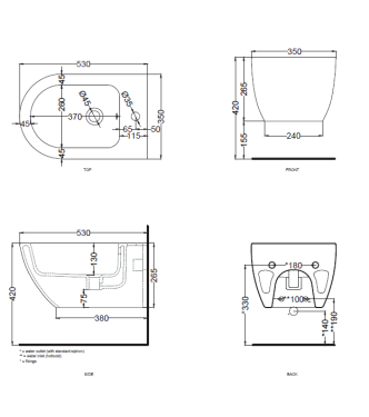 ENJOY BIDET SOSPESO 1F CON FISSAGGI 35x53 TALCO - EJBSTL CERAMICA CIELO