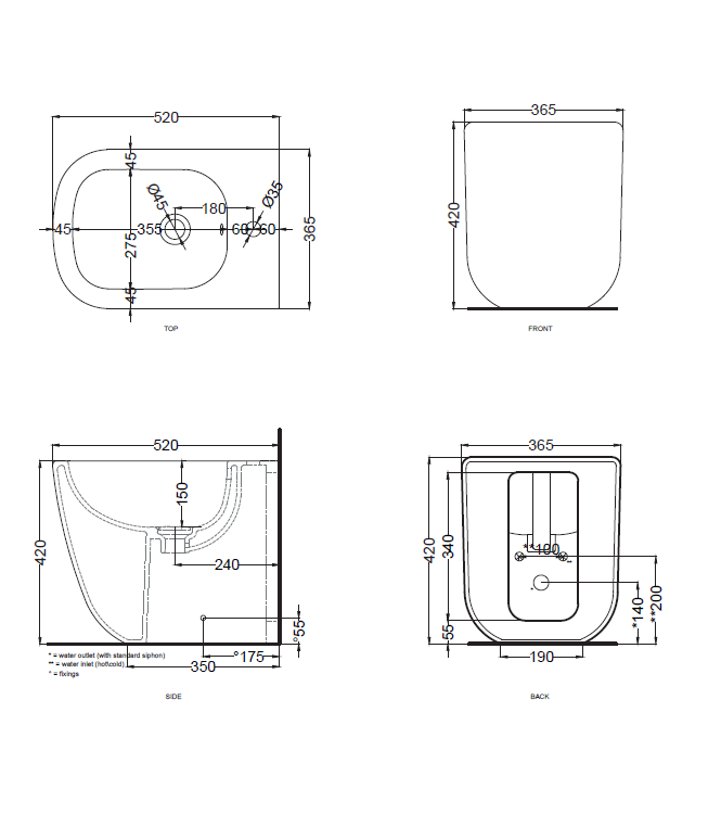 ERA FLOOR-MOUNTED BIDET 1F 52x36.5 H.42 CORAL - ERBICO