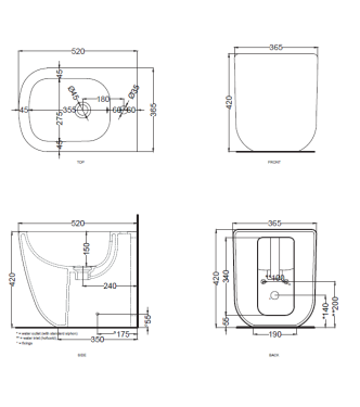 ERA FLOOR-MOUNTED BIDET 1F 52x36.5 H.42 CORAL - ERBICO