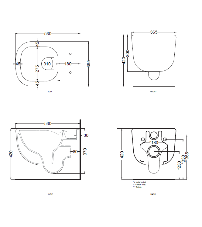 ERA WALL-HUNG TOILET WITHOUT FLUSH PLATE 36.5x53 CORAL - ERVSKCO