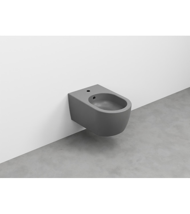 SMILE WALL-HUNG BIDET 1F WITH 34x53 FASTENERS CEMENT - SMBSNWCM