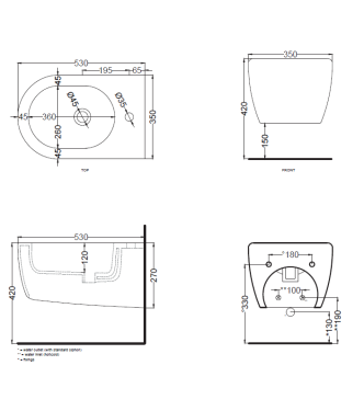 SMILE WALL-HUNG BIDET 1F WITH 34x53 FASTENERS LINEN - SMBSNWLN
