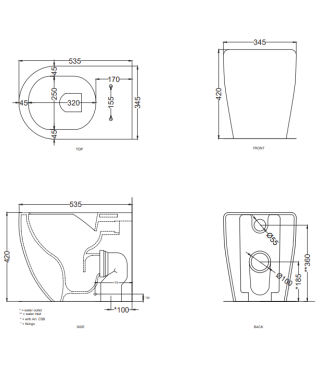 SMILE FLOOR-MOUNTED TOILET WITHOUT FLUSH VALVE 53x35 H.42 CORAL - SMVASKCO
