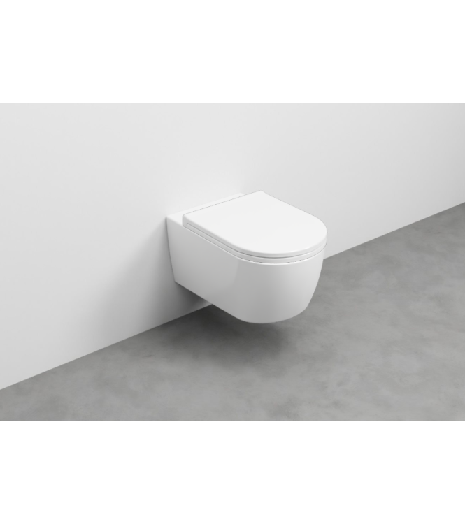 SMILE WALL-HUNG TOILET WITHOUT FLUSH PLATE + FASTENERS 53x35 GLOSSY WHITE - SMVSNWK