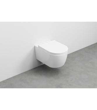 SMILE WALL-HUNG TOILET WITHOUT FLUSH PLATE + FASTENERS 53x35 GLOSSY WHITE - SMVSNWK