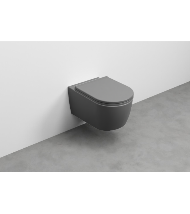 SMILE WALL-HUNG TOILET WITHOUT FLUSH PLATE + FASTENERS 53x35 CEMENT - SMVSNWKCM