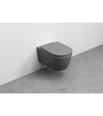 SMILE WALL-HUNG TOILET WITHOUT FLUSH PLATE + FASTENERS 53x35 CEMENT - SMVSNWKCM