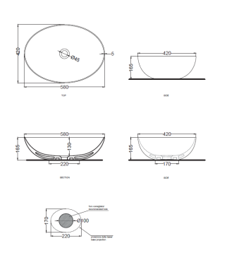 ECO SMALL OVAL BASIN 58x42 H.16.5 CEMENT - BAECO58CM