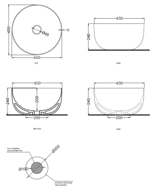 ERA SHALLOW TRAY WITHOUT OVERFLOW Ø 45 H.24 AVENA - BAERAAV