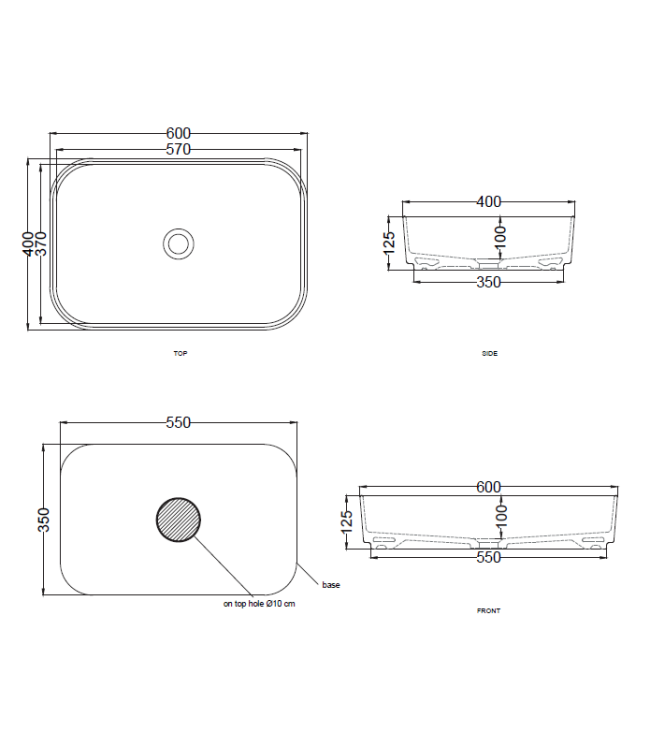 SHUI COMFORT WASHBASIN 60x40 GLOSSY WHITE - SHCOLAR60