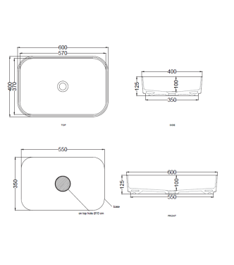 SHUI COMFORT WASHBASIN 60x40 GLOSSY WHITE - SHCOLAR60