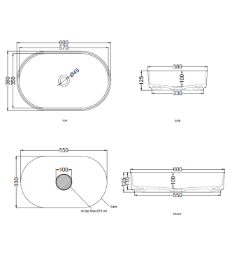 SHUI COMFORT OVAL WASHBASIN 60x38 ANEMONE - SHCOLAO60AM