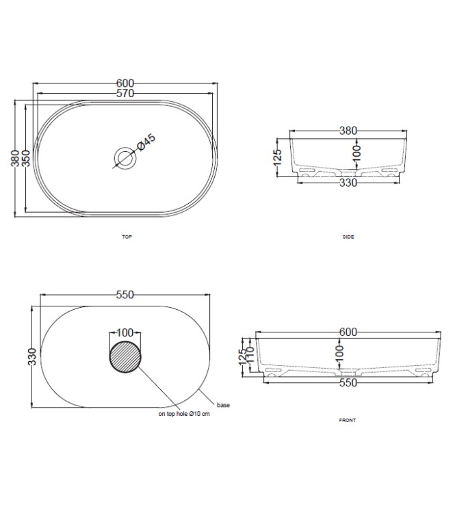 SHUI COMFORT LAVABO OVALE 60x38 MUSCHIO - SHCOLAO60MU CERAMICA CIELO