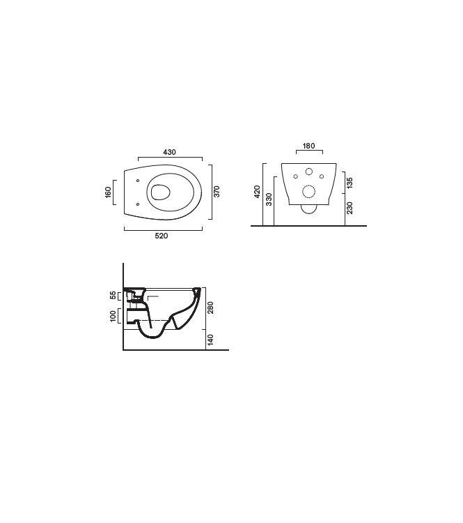 ITALY WALL HUNG WC 52x37 - 0711520001