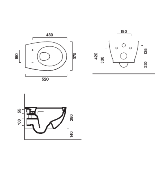 ITALY WALL HUNG WC 52x37 - 0711520001