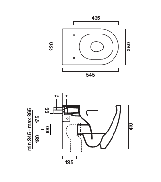 SFERA FLOORSTANDING WC 55x35 W/F TRAP - 0514550021