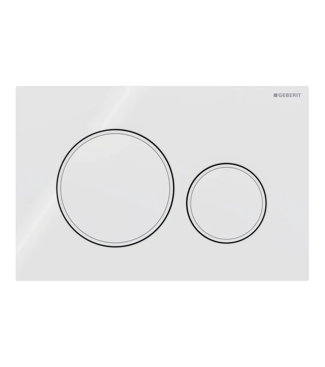 SIGMA 20 ROUND GEBERIT CONTROL PLATE, GLOSSY WHITE PLATE AND BUTTONS, MATT WHITE RINGS - 115.882.11.1