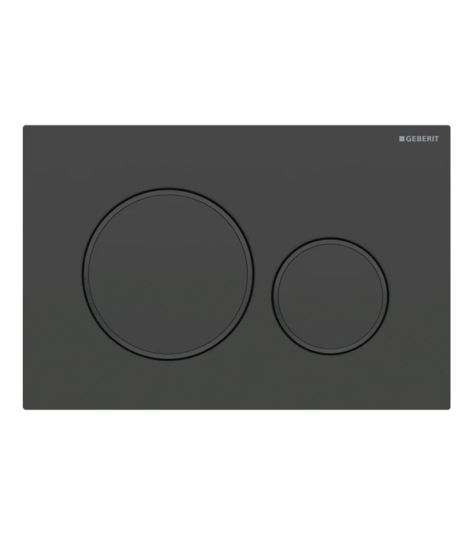 PLACCA DI COMANDO SIGMA 20 ROUND GEBERIT PLACCA E TASTI NERO OPACO, ANELLI NERO LUCIDO - 115.882.16.1