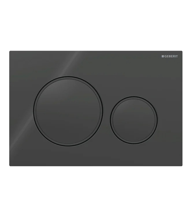 PLACCA DI COMANDO SIGMA 20 ROUND GEBERIT PLACCA E TASTI NERO LUCIDO, ANELLI NERO OPACO - 115.882.DW.1
