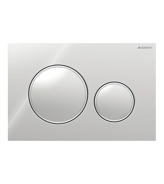 CONTROL PLATE SIGMA 20 ROUND GEBERIT PLATE AND BUTTONS IN POLISHED CHROME, SATIN CHROME RINGS - 115.882.KH.1