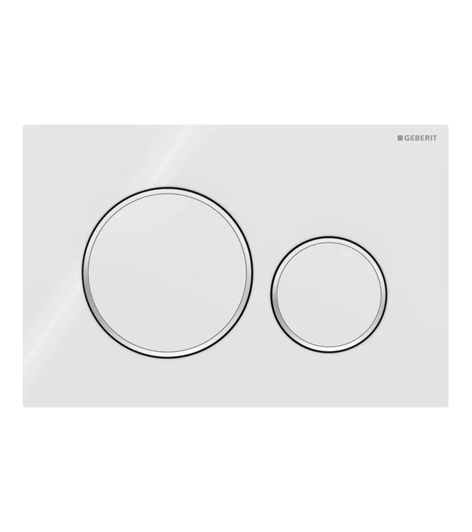 PLACCA DI COMANDO SIGMA 20 ROUND GEBERIT PLACCA E TASTI BIANCO LUCIDO, ANELLI CROMO LUCIDO - 115.882.KJ.1