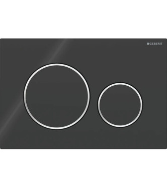 CONTROL PLATE SIGMA 20 ROUND GEBERIT PLATE AND BUTTONS IN BLACK, POLISHED CHROME RINGS - 115.882.KM.1