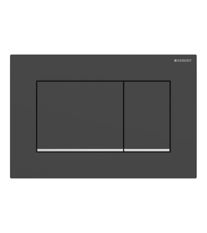 PLACCA DI COMANDO SIGMA 20 SQUARE GEBERIT PLACCA E TASTI NERO OPACO, ANELLI CROMO LUCIDO - 115.883.14.1