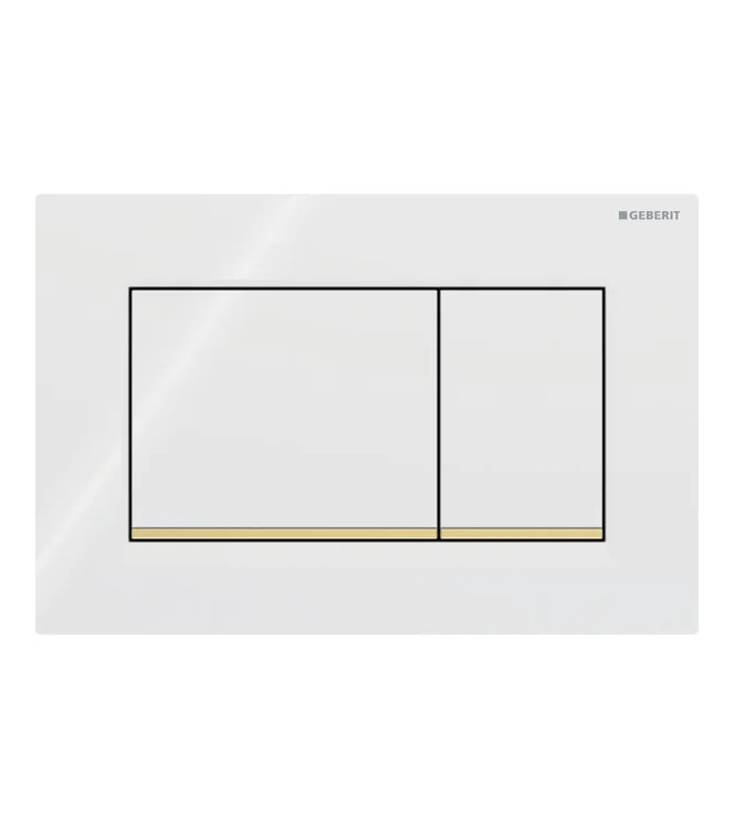 PLACCA DI COMANDO SIGMA 20 SQUARE GEBERIT PLACCA E TASTI BIANCO, ANELLI DORATO - 115.883.KK.1