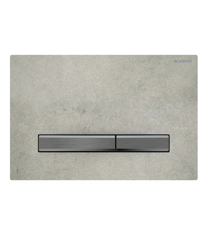 PLACCA DI COMANDO SIGMA 50 GEBERIT TASTI NERO CROMATO, PLACCA EFFETTO CEMENTO - 115.671.JV.2