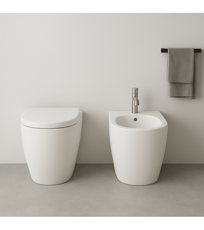 SET SANITARI A TERRA CERAMICA CIELO SERIE SMILE BIANCO OPACO SMVASKTL + SMBIDTL + CPVSMNEWFTL