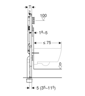 DUOFIX MODULO PER WC SOSPESO 114 CM - GEBERIT 111.795.00.1