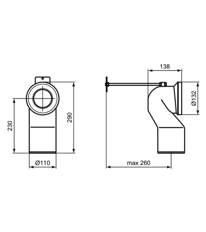 CURVA TECNICA PER SCARICO A PAVIMENTO REGOLABILE - IDEAL STANDARD J324867