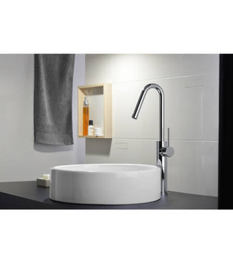 PAFFONI LIGHT SINGLE-LEVER BASIN MIXER WITH 1.1/4" DRAIN, 20 CHROME SWIVEL SPOUT - LIG977CR