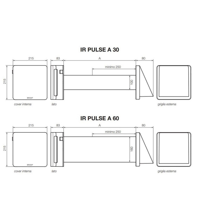 IRSAP PULSE 60A HEAT RECOVERY POINT-TYPE FAN, IDEAL FOR ROOMS UP TO 20 SQUARE METERS 