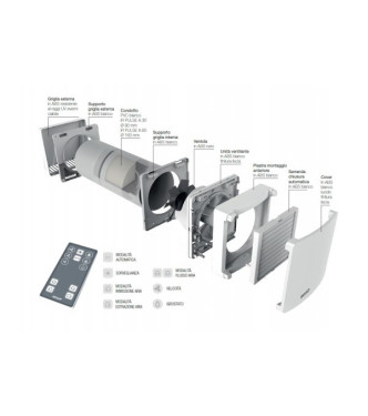 IRSAP PULSE 60A HEAT RECOVERY POINT-TYPE FAN, IDEAL FOR ROOMS UP TO 20 SQUARE METERS 