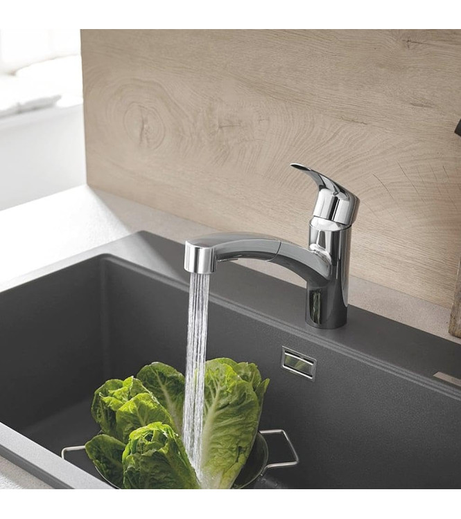 GROHE EUROSMART MISCELATORE LAVELLO BOCCA BASSA CON DOCCETTA ESTRAIBILE CROMO - 30305001