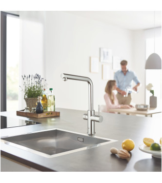GROHE BLUE HOME 31454001 SINK MIXER WITH FILTER SYSTEM, L-SHAPED SPOUT, CHROME