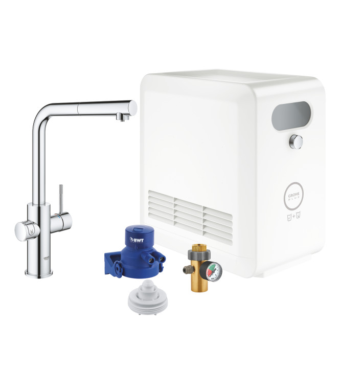 GROHE BLUE PROFESSIONAL 31326002 SINK MIXER WITH FILTER SYSTEM, L-SHAPED SPOUT, CHROME