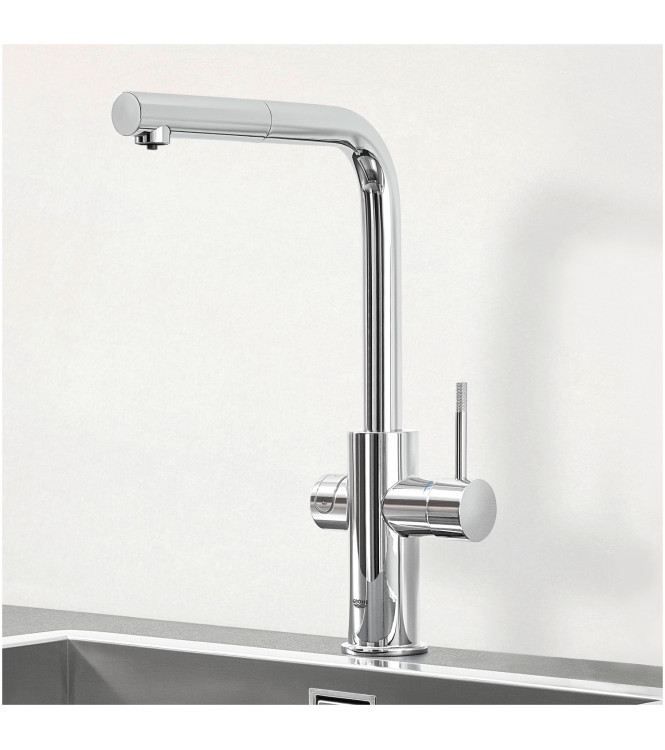 GROHE BLUE PROFESSIONAL 31326002 SINK MIXER WITH FILTER SYSTEM, L-SHAPED SPOUT, CHROME