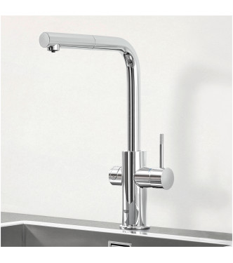 GROHE BLUE PROFESSIONAL 31326002 SINK MIXER WITH FILTER SYSTEM, L-SHAPED SPOUT, CHROME