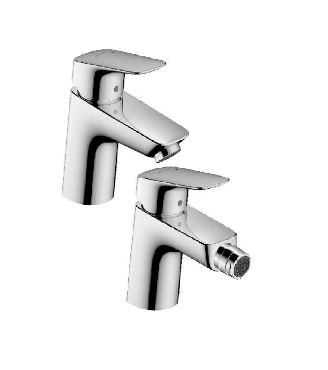 SET RUBINETTERIA LAVABO + BIDET HANSGROHE LOGIS FINITURA CROMO LUCIDO