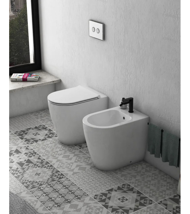SET SANITARI A TERRA CERAMICA GLOBO SERIE MODE BIANCO LUCIDO ME001BI + ME009BI + ME020BI
