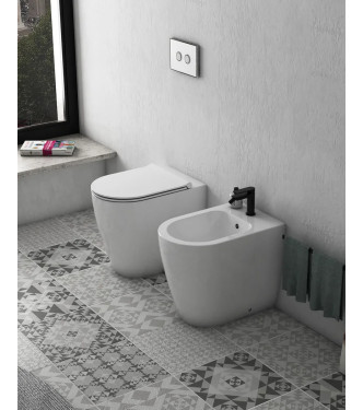 CERAMICA GLOBO MODE SERIES GLOSSY WHITE FLOOR-MOUNTED SANITARY SET ME001BI + ME009BI + ME020BI